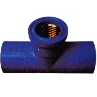 In-House Blue PVC Threaded Tee w/ Brass